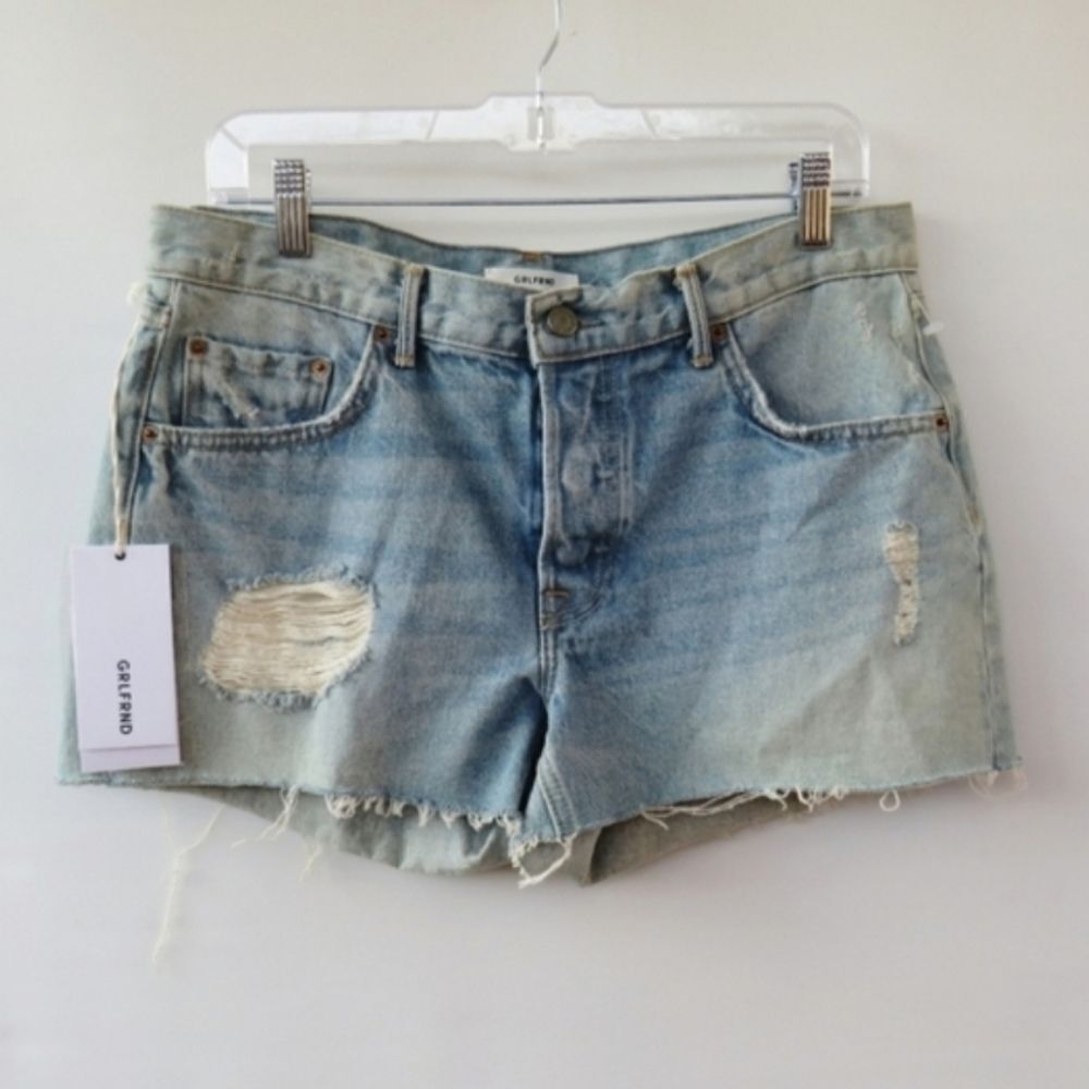 GRLFRND Shorts Women's 28 Blue The Adrianna Boho Distressed Jean Blue Shorts - Picture 16 of 16